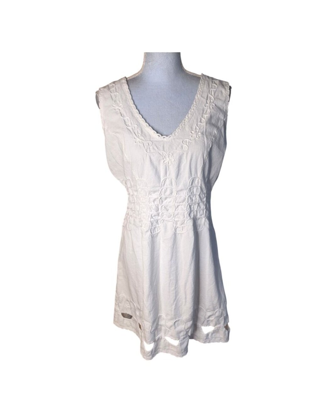 Blanco by Nature White Cotton Boho Sundress Cottagecore Coastal Prairie Sz XL
